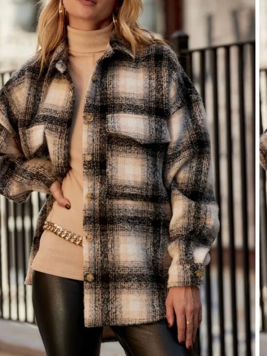 12th Tribe Jackets & Blazers - 12th Tribe Axel Black Plaid Shacket (Small)